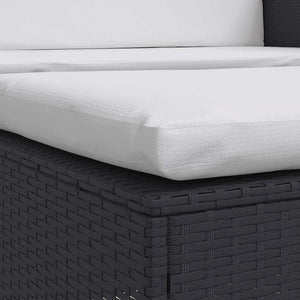 2-tlg. Garten-Lounge-Set mit Auflagen Poly Rattan Schwarz