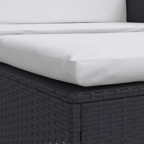 2-tlg. Garten-Lounge-Set mit Auflagen Poly Rattan Schwarz
