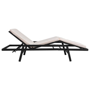 Sonnenliege mit Auflage Poly Rattan Schwarz