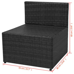5-tlg. Garten-Lounge-Set mit Auflagen Poly Rattan Schwarz