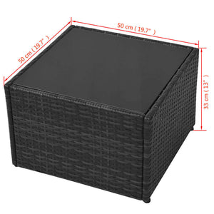 5-tlg. Garten-Lounge-Set mit Auflagen Poly Rattan Schwarz