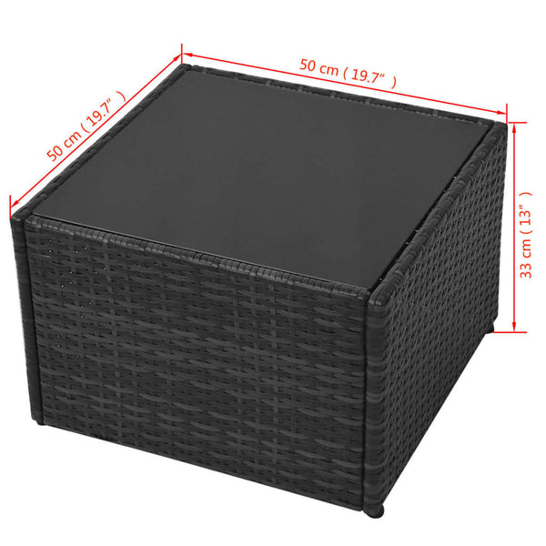 5-tlg. Garten-Lounge-Set mit Auflagen Poly Rattan Schwarz