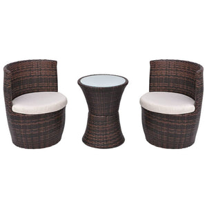 3-teiliges Bistro-Set aus Rattan, Braun