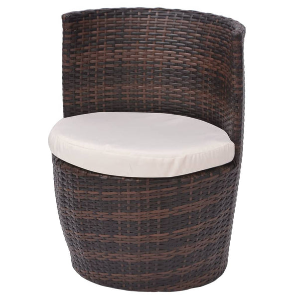 3-teiliges Bistro-Set aus Rattan, Braun