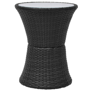 3-tlg. Bistro Set Poly Rattan Schwarz