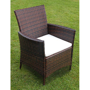 9-tlg. Garten-Essgruppe mit Auflagen Poly Rattan Braun