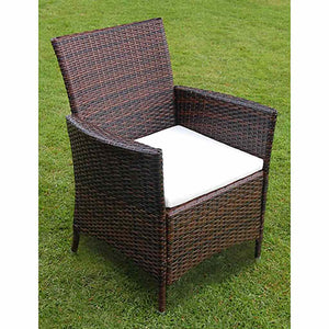 7-tlg. Garten-Essgruppe mit Auflagen Poly Rattan Braun