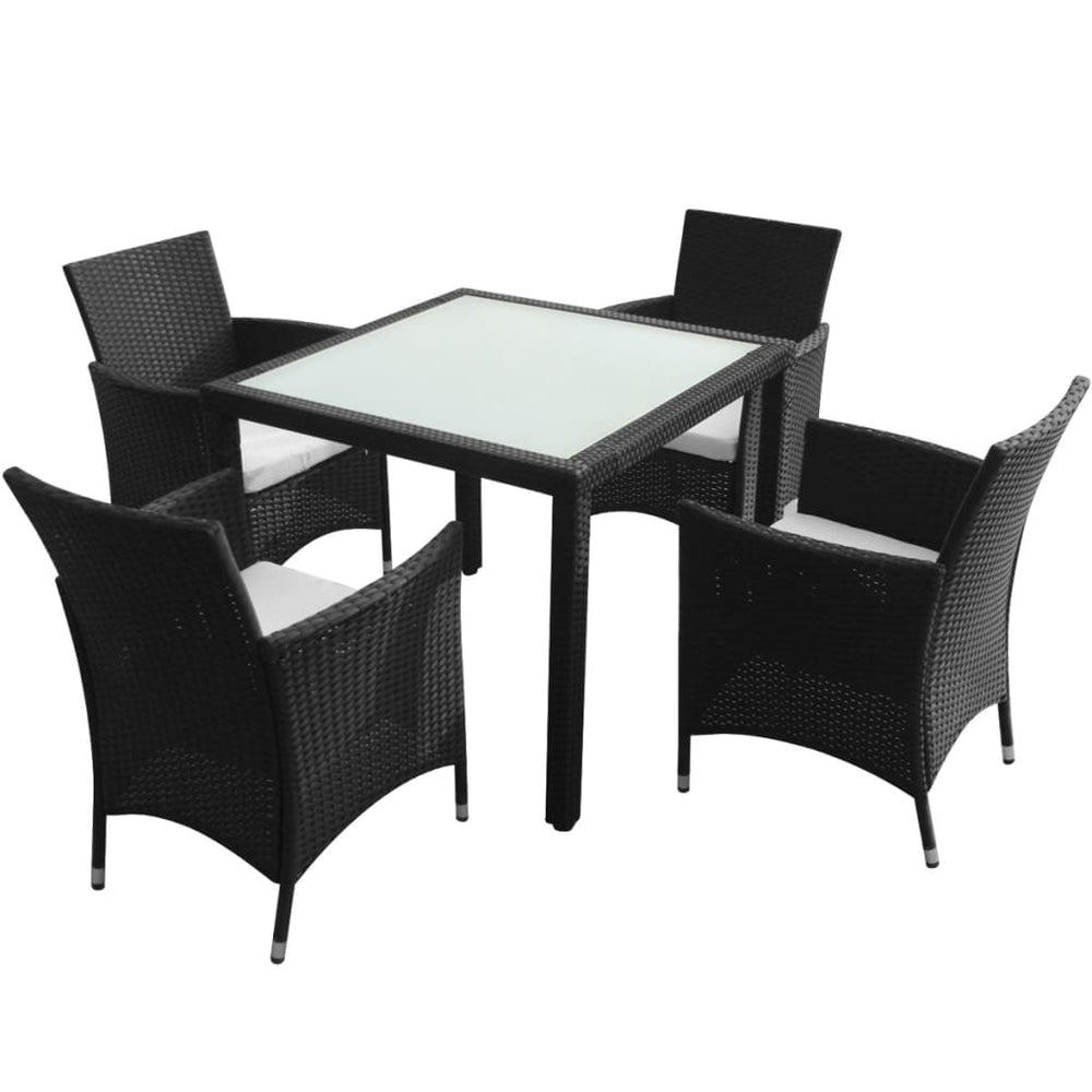 vidaXL Ensemble de salle à manger de jardin 5 pcs avec coussins résine tressée noir