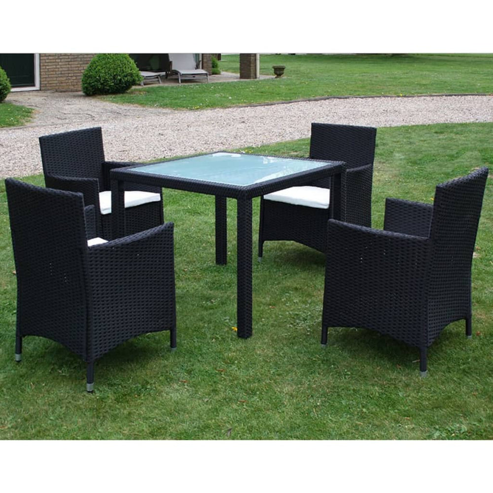 vidaXL Ensemble de salle à manger de jardin 5 pcs avec coussins résine tressée noir