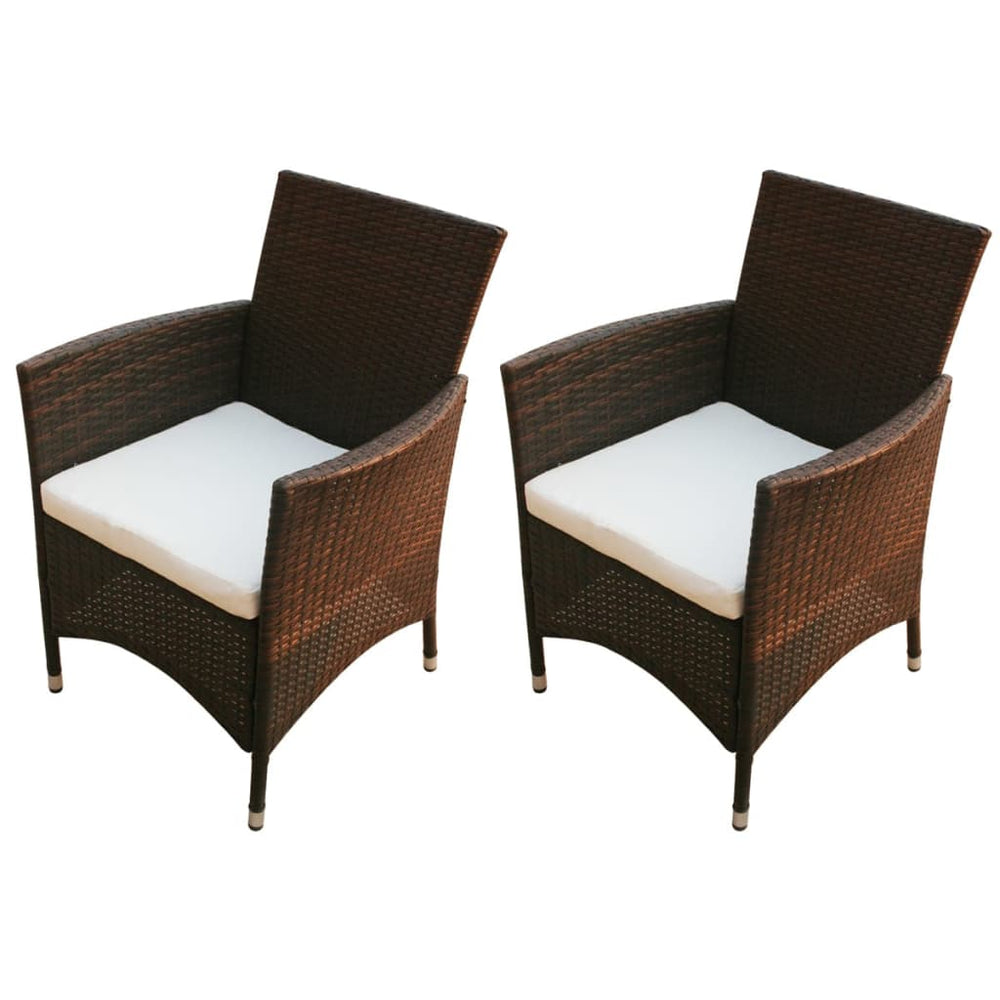 Poly Rattan Gartenstühle 2er Set Braun