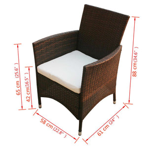 Poly Rattan Gartenstühle 2er Set Braun