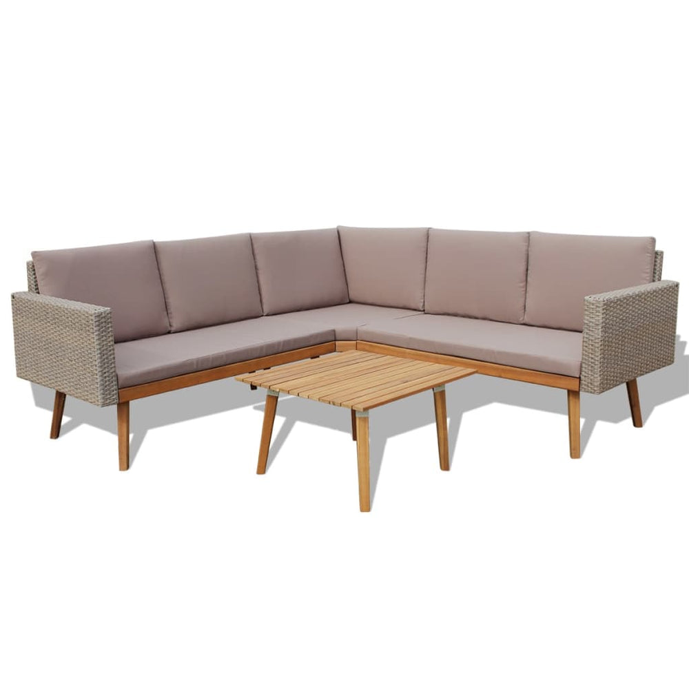 vidaXL Ensemble de jardin de 4 pièces avec coussins résine tressée gris