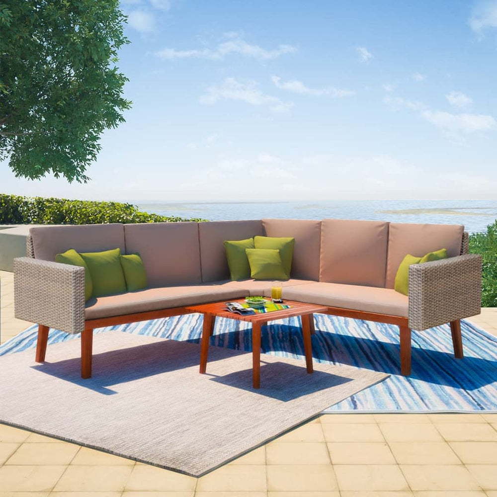 vidaXL Ensemble de jardin de 4 pièces avec coussins résine tressée gris