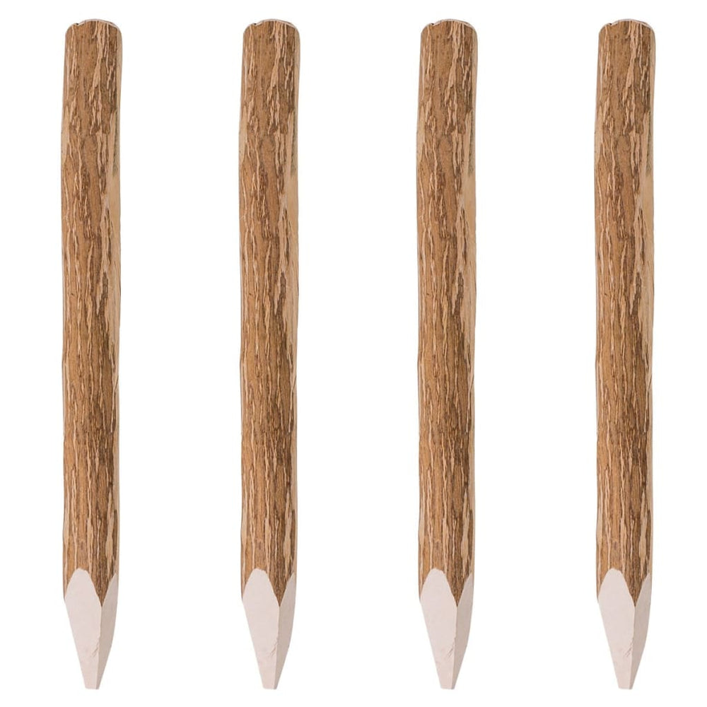 Haselholz Zaunpfosten mit Spitze 90cm, 4er Set