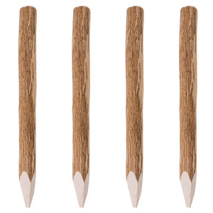 Haselholz Zaunpfosten mit Spitze 90cm, 4er Set