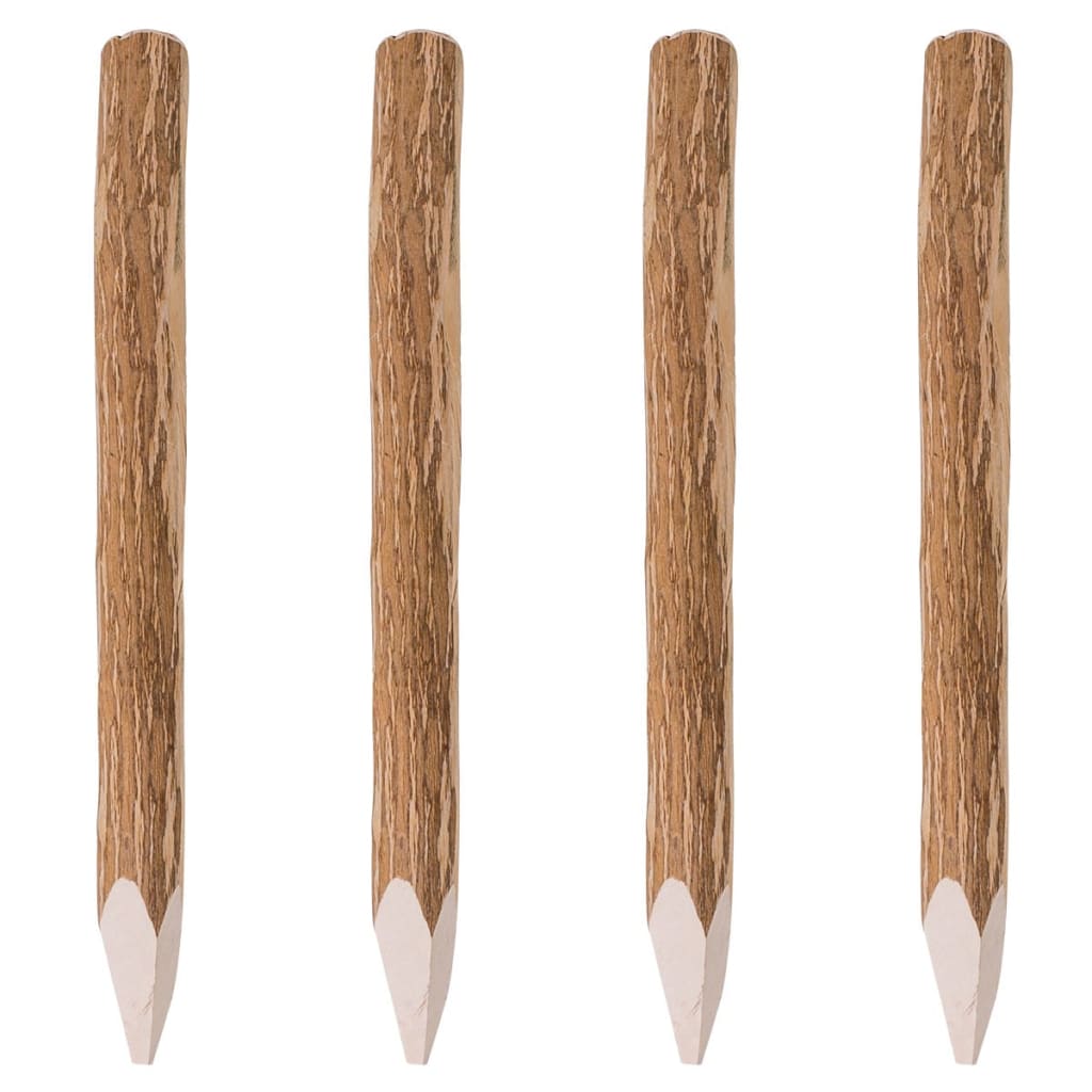 Haselholz Zaunpfosten mit Spitze 90cm, 4er Set