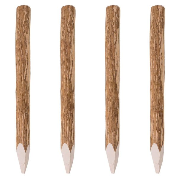 Haselholz Zaunpfosten mit Spitze 90cm, 4er Set