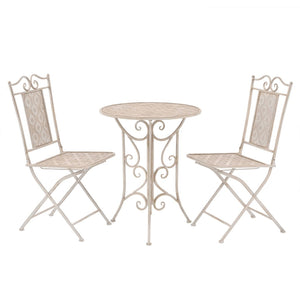 3-teiliges Bistro-Set Stahl Weiß