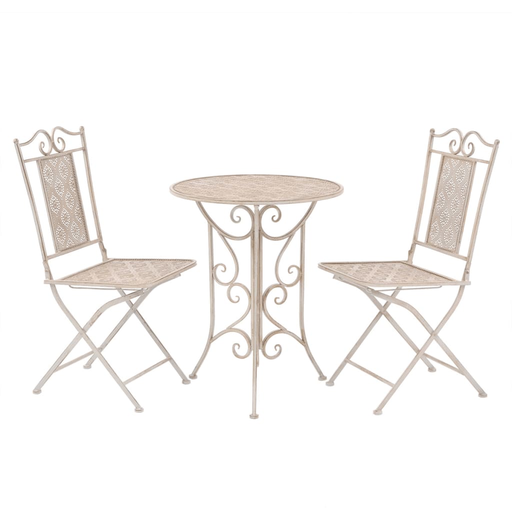 3-teiliges Bistro-Set Stahl Weiß