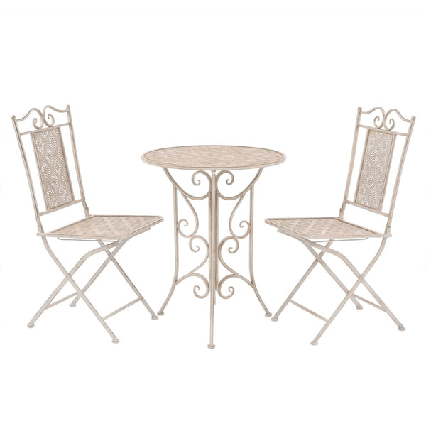3-teiliges Bistro-Set Stahl Weiß