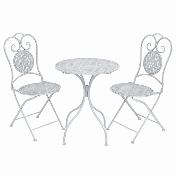 3-teiliges Bistro-Set Stahl Grau-Weiß