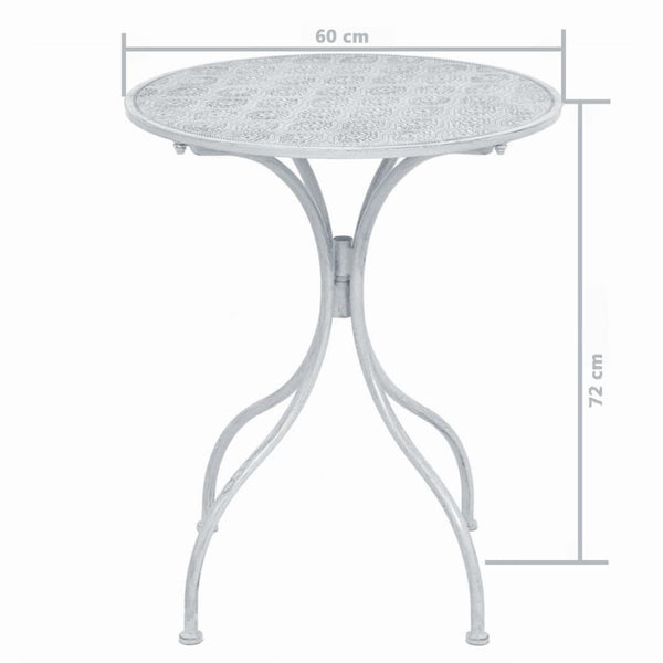3-teiliges Bistro-Set Stahl Grau-Weiß