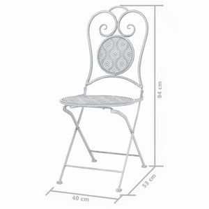 3-teiliges Bistro-Set Stahl Grau-Weiß