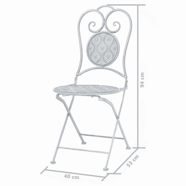 3-teiliges Bistro-Set Stahl Grau-Weiß