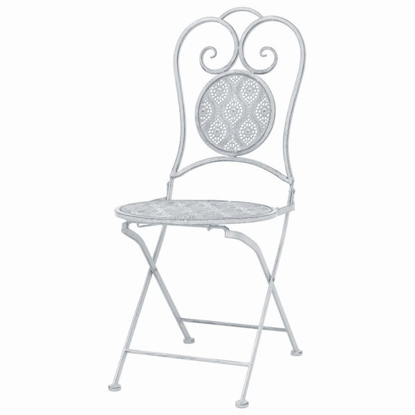 3-teiliges Bistro-Set Stahl Grau-Weiß