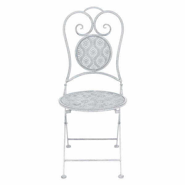 3-teiliges Bistro-Set Stahl Grau-Weiß