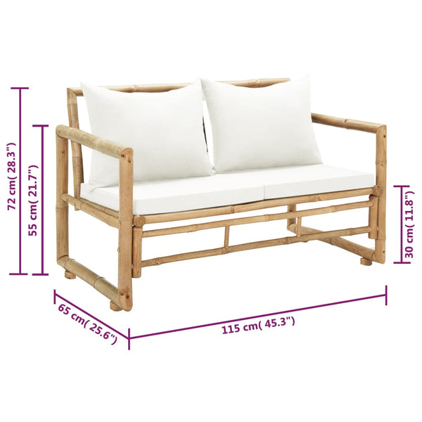 2-Sitzer Bambus Gartensofa mit Polstern