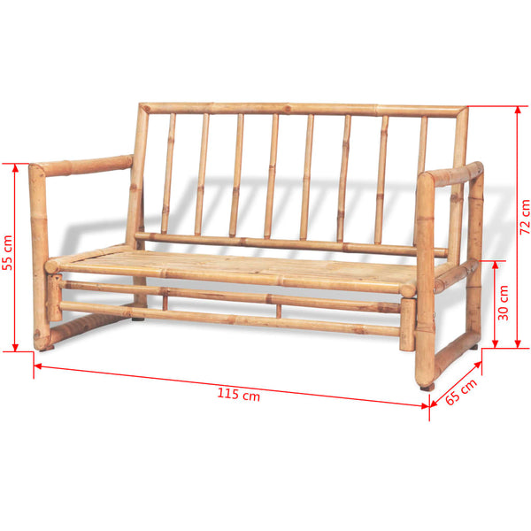 4-tlg. Garten-Lounge-Set mit Auflagen Bambus
