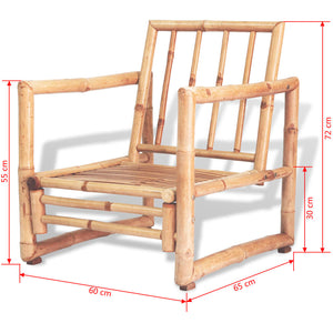 4-tlg. Garten-Lounge-Set mit Auflagen Bambus