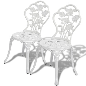 Bistro Stühle 2er Set, Aluminiumguss Weiß