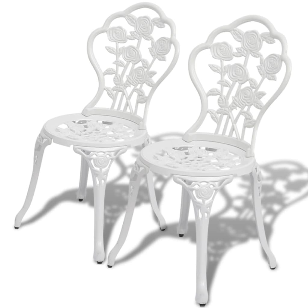Bistro Stühle 2er Set, Aluminiumguss Weiß