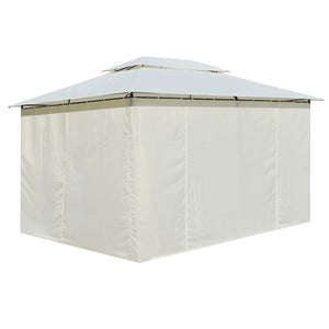Gartenpavillon 4x3 m mit Vorhängen, Weiß