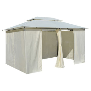 Gartenpavillon 4x3 m mit Vorhängen, Weiß