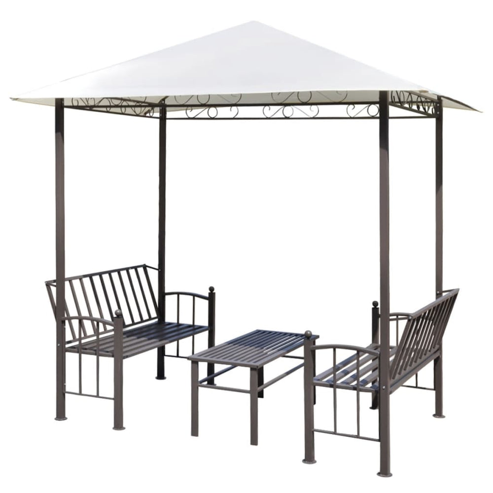 Gartenpavillon mit Tisch und Bänken