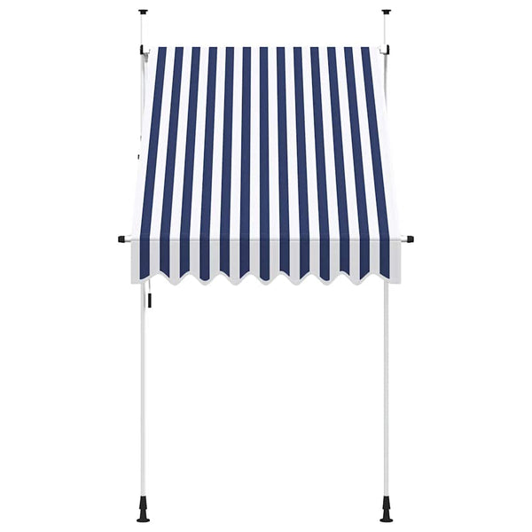 Einziehbare Markise, Handbetrieb, 150cm, Blau/Weiß