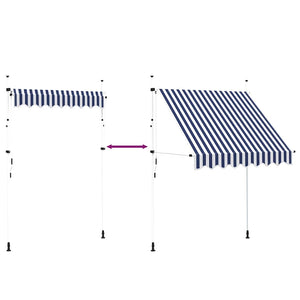 Einziehbare Markise, 200 cm, Blau/Weiß