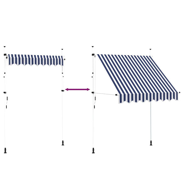 Einziehbare Markise, 200 cm, Blau/Weiß