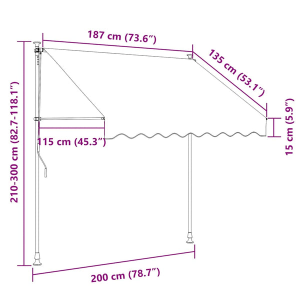Einziehbare Markise, 200 cm, Blau/Weiß