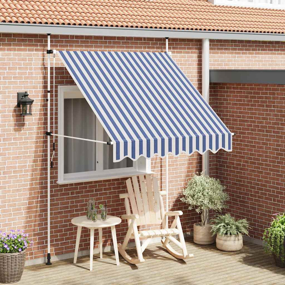 Einziehbare Markise, 200 cm, Blau/Weiß
