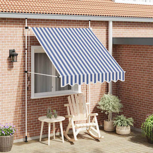 Einziehbare Markise, 200 cm, Blau/Weiß