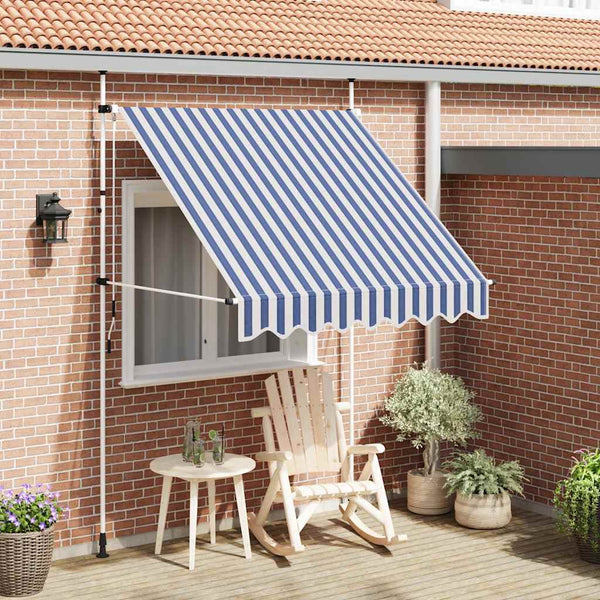 Einziehbare Markise, 200 cm, Blau/Weiß