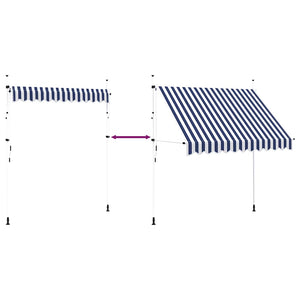 Einziehbare Markise, 250 cm, Blau/Weiß