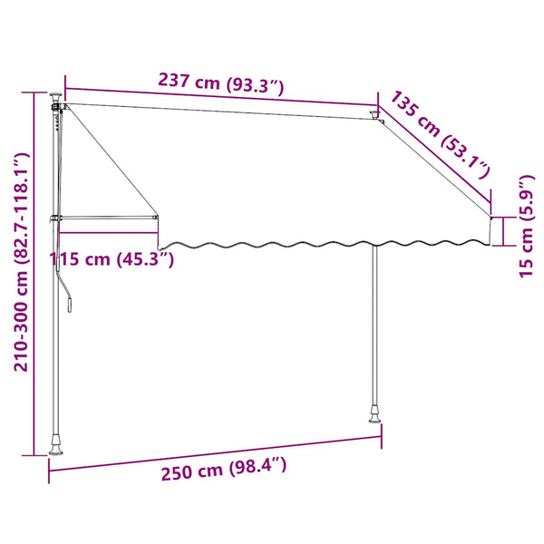 Einziehbare Markise, 250 cm, Blau/Weiß