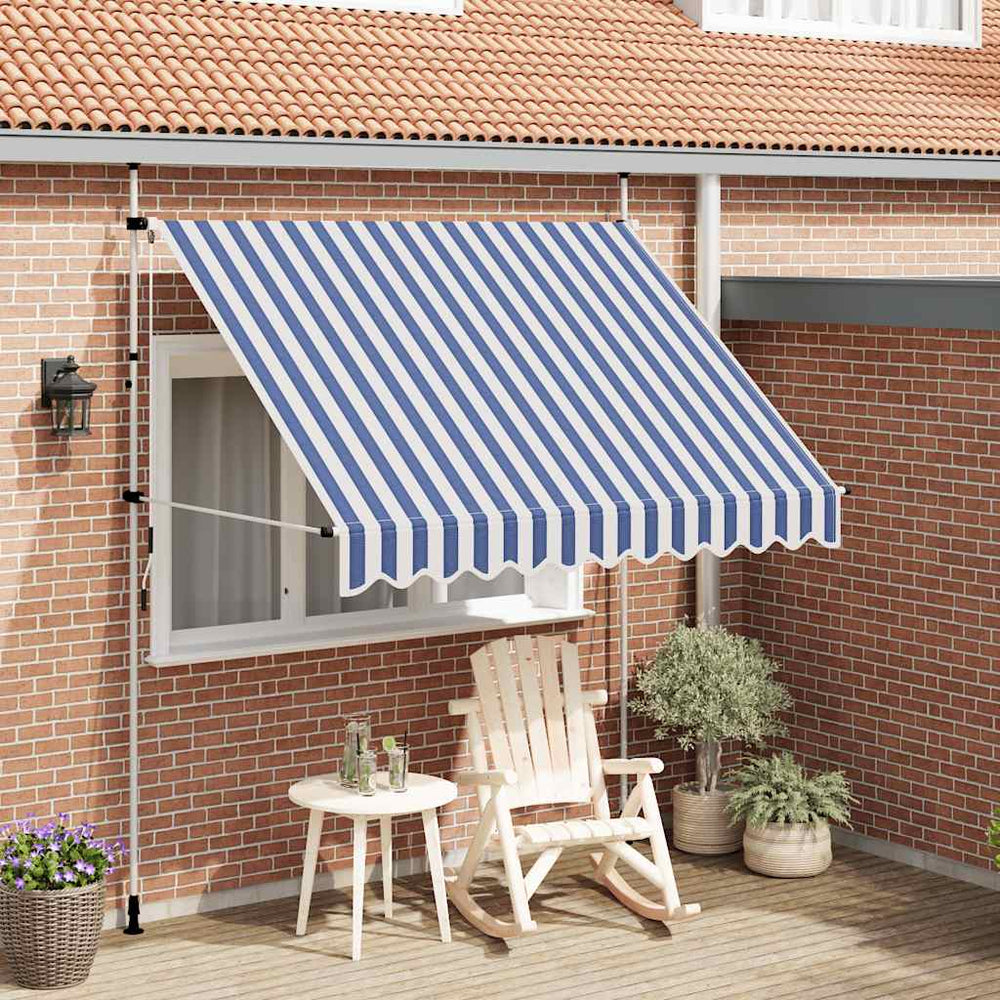 Einziehbare Markise, 250 cm, Blau/Weiß