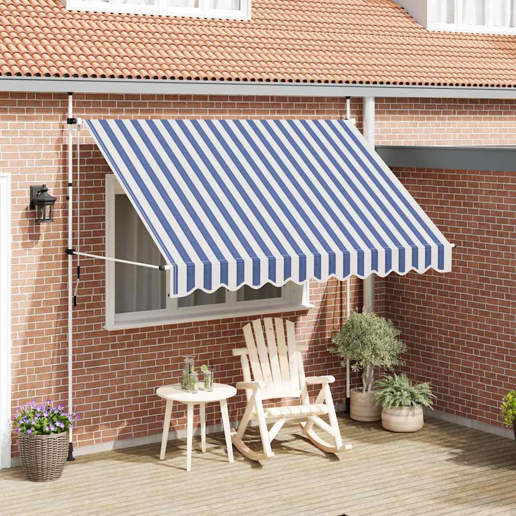 Einziehbare Markise 300 cm Blau/Weiß