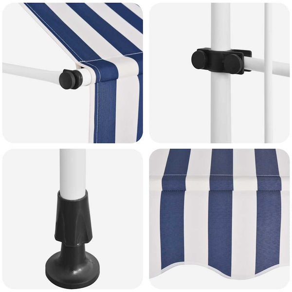 Einziehbare Markise, 350 cm, Blau/Weiß